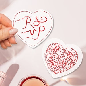 Whimsical Details Card, Heart RSVP QR Invitation Insert, Enclosure Card, Heart QR code Wedding Card, Accommodation, Fun retro details card