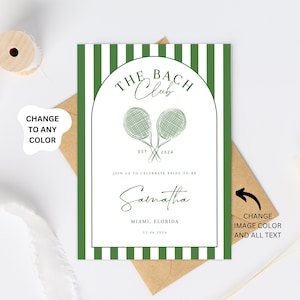 Country club bachelorette party Invitation and Itinerary Template, Vintage country club Bachelorette, Tennis Bachelorette weekend invitation