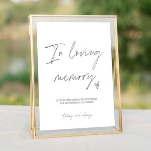 In Loving Memory Sign, Printable In Loving Memory Sign for Wedding, Memorial Sign, In Memory Sign,  100% editable - 8x10inch, 5x7inch poster