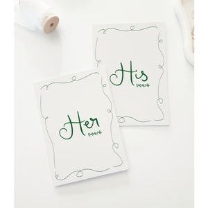 Whimsical His Vows and Hers Vows, Bride and Groom vows card, Folded Hand drawn vow Template, Scribble vows booklet, Wedding Ceremony Card