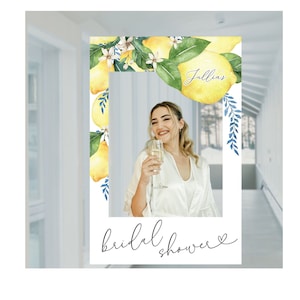 Mediterranean Blue Tiles and Lemon Photo Prop Frame, Italian, Amalfi Coast, Positano, Photo Booth Frame, bridal shower