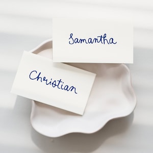 Handwritten Place Cards Template, Whimsical Place Card, Blue Place Card, Wedding Editable Table Name Card Rehearsal dinner place card