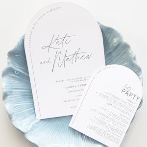Arch Wedding Invitation Template Set, Mordern Wedding Calligraphy, Editable Wedding Invitation Suite, Printable, Minimal Wedding Invite