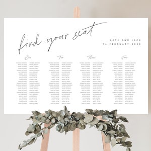 Modern Wedding Banquet Seating Chart, Printable seating chart, banquet long tables wedding seating plan, Digital Download