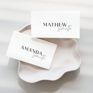 MINIMAL Wedding Place Cards Template, Editable Place Card, Black and White Wedding Place Card, Editable Wedding Table Name Card