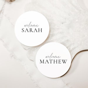Round Place Cards Template, Whimsical Place Card, Wedding Place Card circle, Round Editable Table,  Modern place card wedding flat 2.5inch