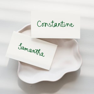 Handwritten Place Cards Template, Whimsical Place Card, Green Place Card, Wedding Editable Table Name Card Rehearsal dinner place card
