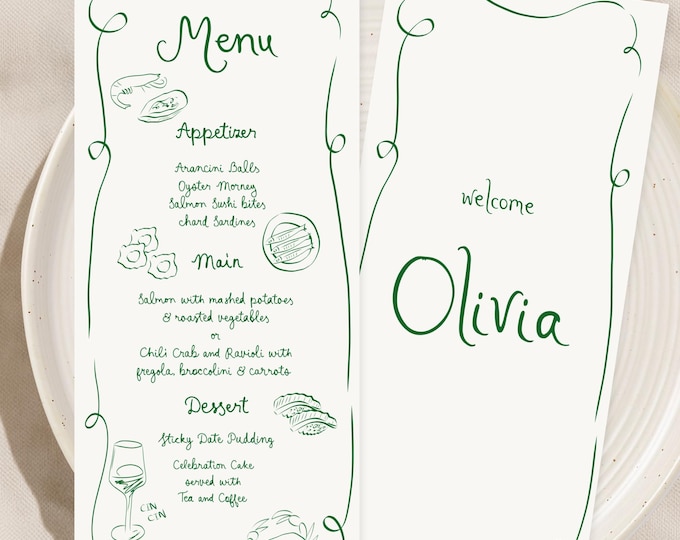 MENU Printable Template | Hand Drawn | Whimsical Illustration | Funky ...