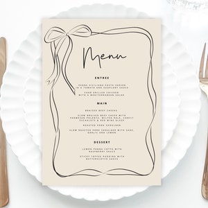 Whimsical Wedding Menu Template printable, Beige menu Handwritten wedding party food menu, Hand drawn wedding menu beige birthday decor