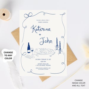 Rehearsal Dinner Invite template, The Night before Rehearsal Dinner Invitation, Hand drawn Wedding Rehearsal Invite, Whimsical party invite