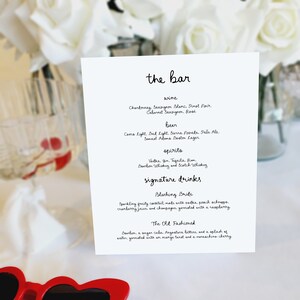 Drinks Menu Template printable, Handwritten Wedding Bar Menu, Signature Drinks wedding menu, whimsical wedding menu scribble