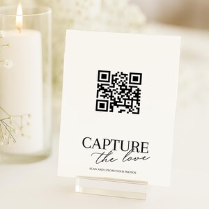 Capture the Love QR code Sign, Modern Wedding Reception Table Sign, Editable QR Code Photo Upload Sign, Wedding QR Code, Share the Love