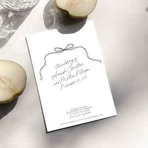 Wedding Invitation template with RSVP, Script Wedding Invite Suite, Whimsical wedding Invite, Hand drawn bow Invite wedding Template et722