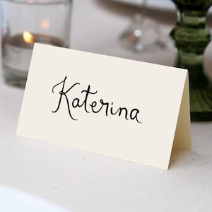 Handwritten Place Cards Template, Whimsical Place Card, Black Place Card, Wedding Editable Table Name Card, Bridal Shower place card