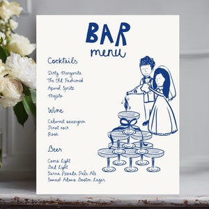 Cocktail Drinks Menu Template printable, Wedding Drink Menu, Drinks simple menu bar sign, whimsical bar menu bridal sign drinks menu