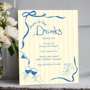Lemon bridal shower Menu Template printable, Hand drawn bridal shower drinks menu lemon Spritz, Amalfi coast drinks menu bridal shower