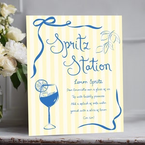 Lemon bridal shower drinks Template printable, Hand drawn bridal shower drinks menu lemon Spritz, Amalfi coast drinks menu bridal shower