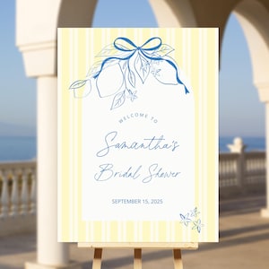 Lemon bridal shower sign, Amalfi coast bridal shower, Mediterranean bridal shower, lemon welcome sign bridal shower Hand drawn Positano sign