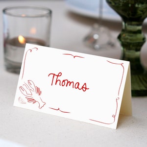 Crawfish Place Cards Template, Whimsical Place Card, Crawfish Place Card, Crawfish Food Tent Table Name Card, Red Crawfish Boil Party Decor