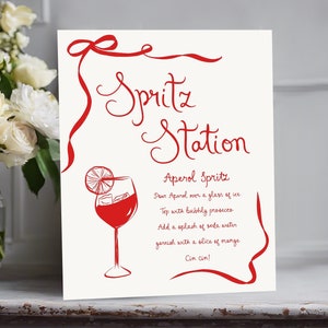 Aperol Spritz Bar Sign, Spritz Signature Drink Bar Menu Sign Template, Bridal Cocktail sign Bridal Shower spritz station Sign that's Amore