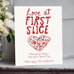 Love At First Slice Sign, Heart Pizza Bar Wedding Sign Template, Engagement Pizza Bar Pizza Station printable, That's Amore Pizza Table Sign