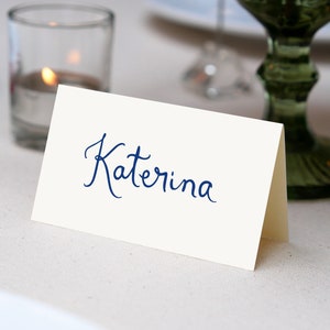 Handwritten Place Cards Template, Whimsical Place Card, Blue Place Card, Wedding Editable Table Name Card Rehearsal dinner place card