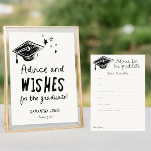 Graduation Advice & Wishes printable Graduation Advice Cards and Grad Party sign, Graduation Party Signage, Graduation Decorations 2025