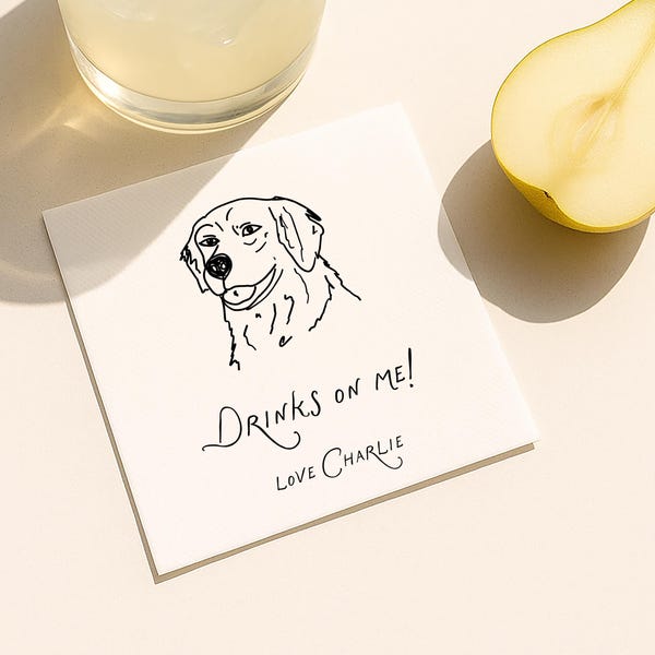 Custom Dog Napkin Template | Personalized Pet Cocktail Napkins | Wedding Bar Napkin Template | Signature Drink Napkin | Funny Dog pet napkin