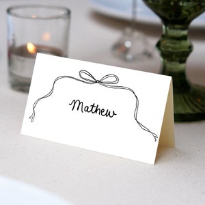 Bow Wedding Place Cards Template, Bow Place Card, Black Bow Wedding Place Card, Editable Wedding Table Name Card, Cocktail party place card