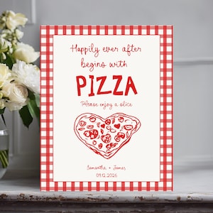 Pizza Bar Sign template, Heart Pizza Bar Wedding Sign Template, Engagement Pizza Bar Pizza Station printable, That&#39;s Amore Pizza Table Sign
