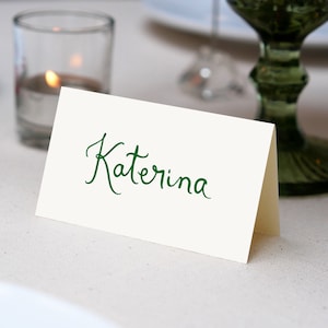 Handwritten Place Cards Template, Whimsical Place Card, Green Place Card, Wedding Editable Table Name Card Rehearsal dinner place card