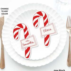 Christmas Candy Cane Red Place Cards Template, Whimsical PlaceCard, Candy Cane Fancy Friendmas placecard, Christmas placecard