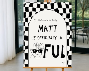 Officially a Handful Birthday WELCOME sign | Editable 5th Birthday Cool Sunglasses poster | 5th birthday welcome poster | High five poster