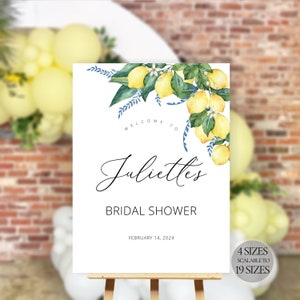 Lemon bridal shower welcome poster, Mediterranean bridal shower, lemon welcome sign bridal shower, Positano Template, Instant Download et152