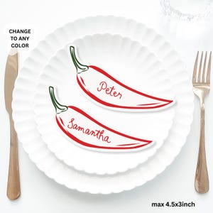 Mexican chili Place Cards Template, Mexican red chili Place Card, spicy Card Editable Table, Mexican themed placecard