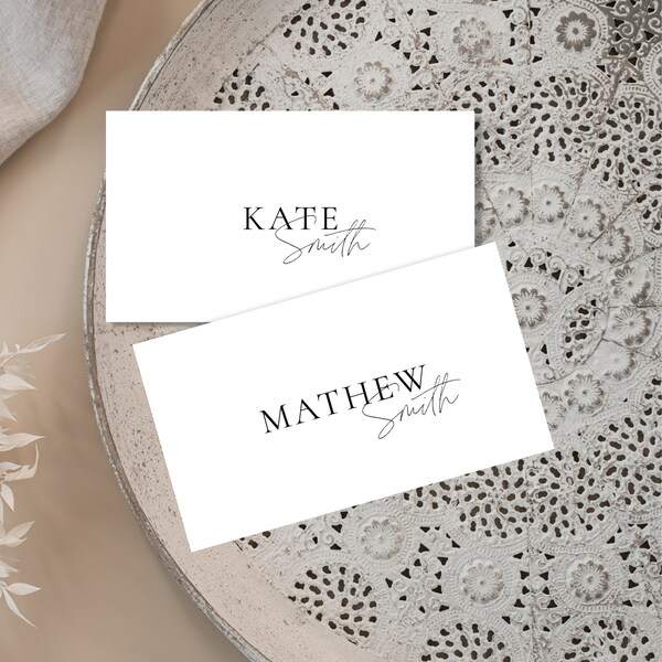 MINIMAL Wedding Place Cards Template Editable Place Card Black and White Place Card Editable Wedding Cards Editable Wedding table name Card