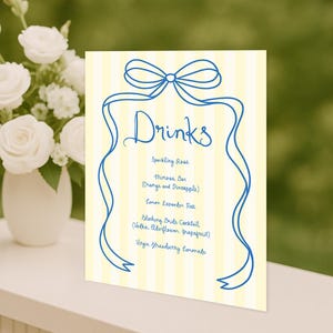 Lemon bridal shower Menu Template printable, Hand drawn bridal shower drinks menu lemon Spritz, Amalfi coast drinks menu bridal shower