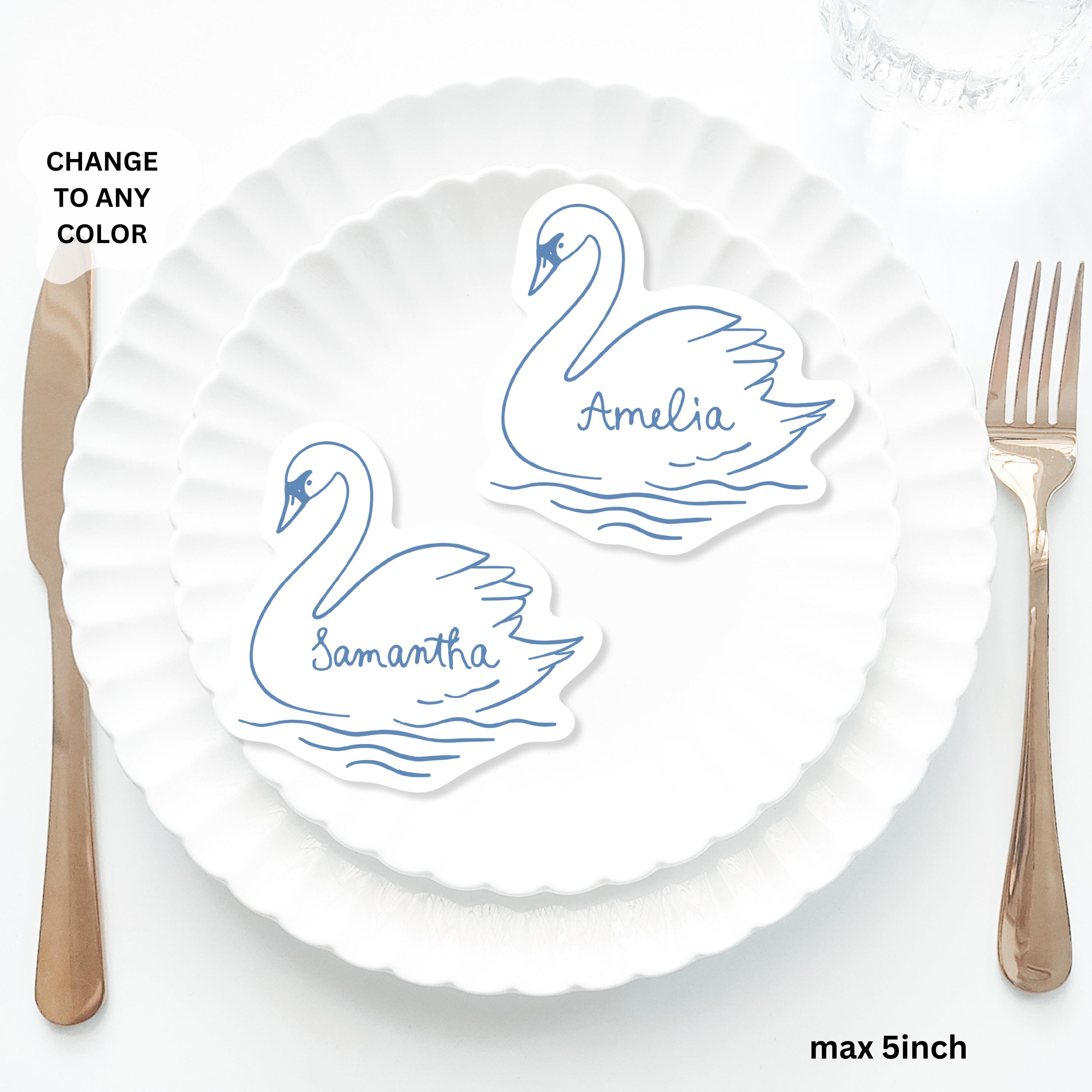 Swan Place Cards Template, Elegant swan Place Card, Swan themed 