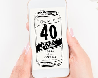 40th Birthday Invitation Template, Male 40th birthday invite, Cheers to 40 Years Invitation, Beer Forty Invite template cheers to beers 40th