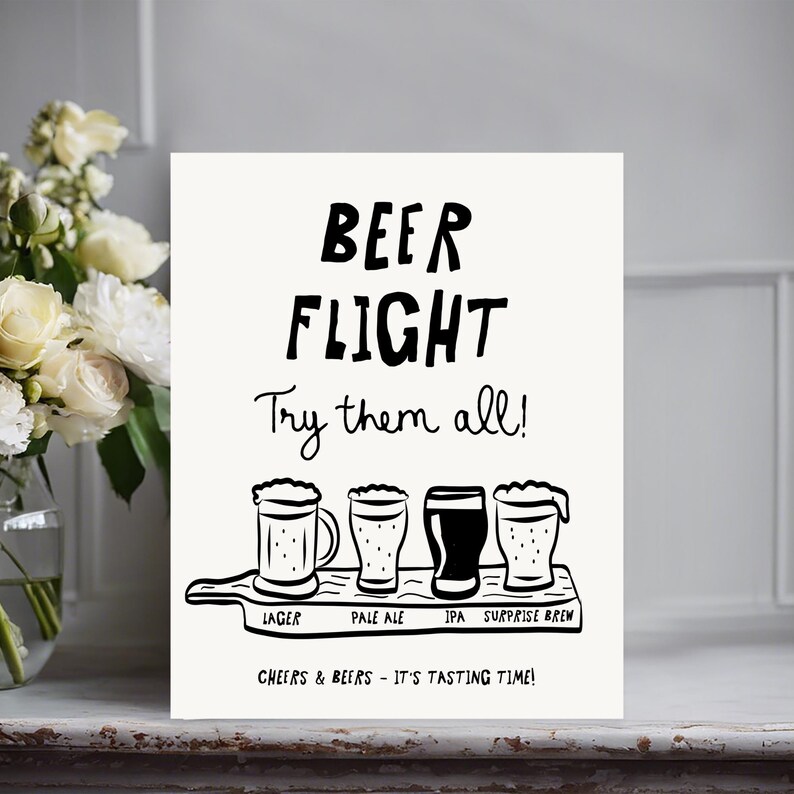 Beer Flight Drinks Menu Template, Editable Drinks Menu Party Boys Night ...