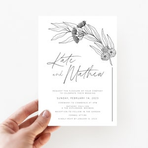 Wedding Invitation Template Modern Wedding Invitation Modern Invite Simple Invitation Printable Calligraphy Wedding Invitation Native Flower image 2