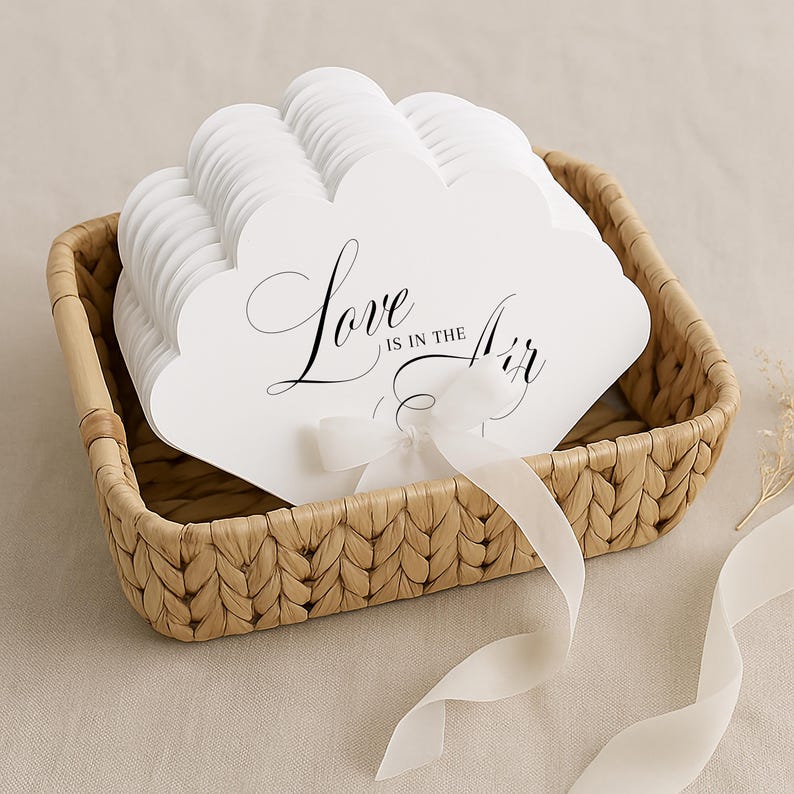 Love is in the Air Wedding Fan Template, Scalloped Fan Printable