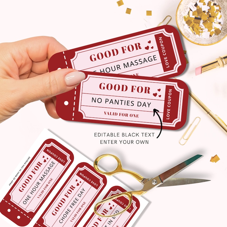Love Coupon Book Printable pdf, Editable Love Coupons Couple Coupons, Gift for him gift for her, Birthday gift, Anniversary Gift Printable image 1