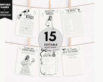 Til death do us party BACHELORETTE Games Bundle, Bride or die Bachelorette Party Games, Spooky Bridal Shower Game Bundle, 15 games printable