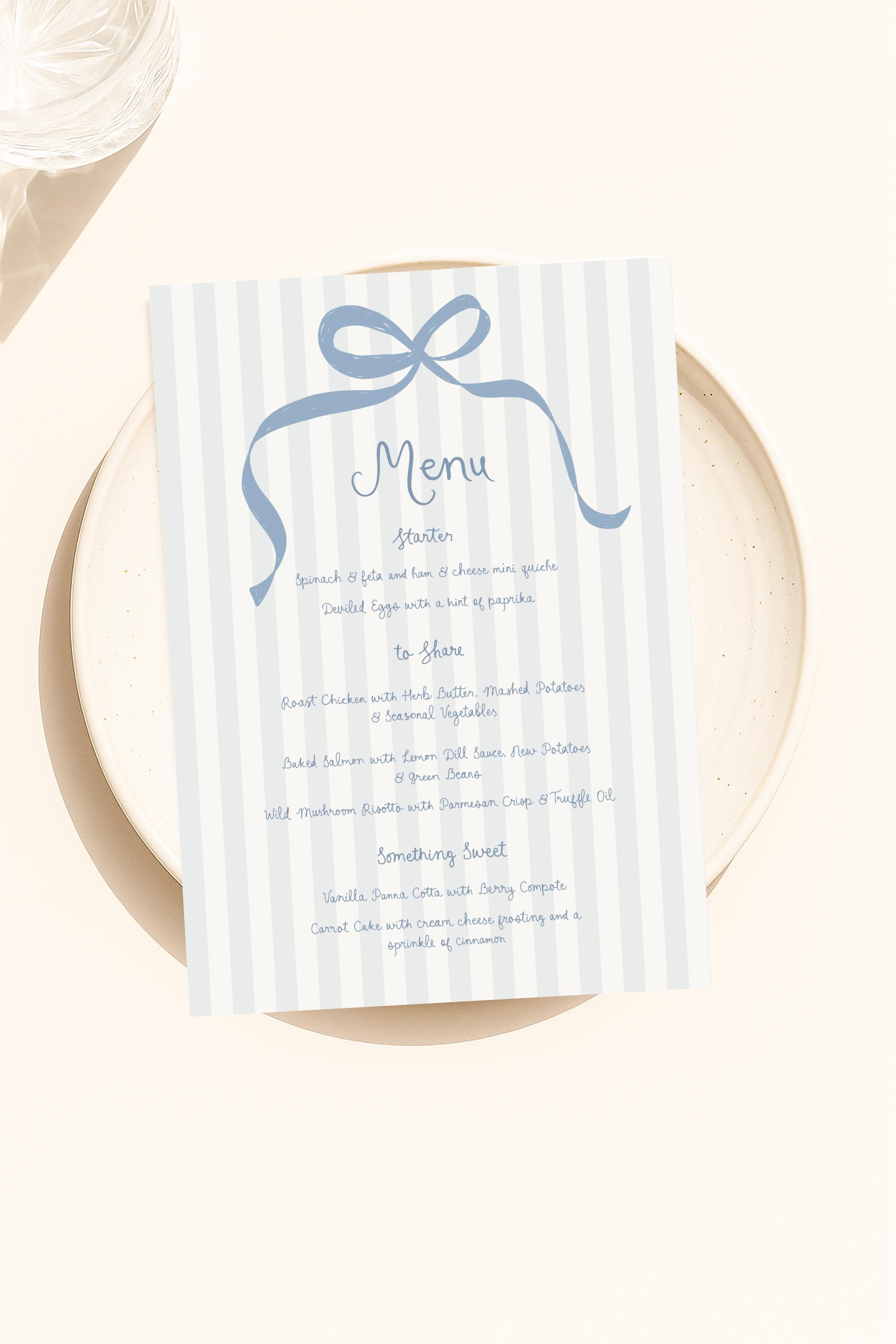 Easter Brunch Menu Template Printable, Blue Kitchen Tea Menu, Easter ...