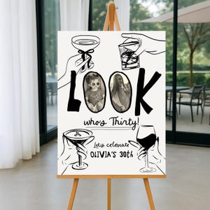 30th Birthday welcome sign Template, Cocktail 30th birthday sign, Cheers to 30 Years welcome sign, Thirty welcome poster template wine 30th