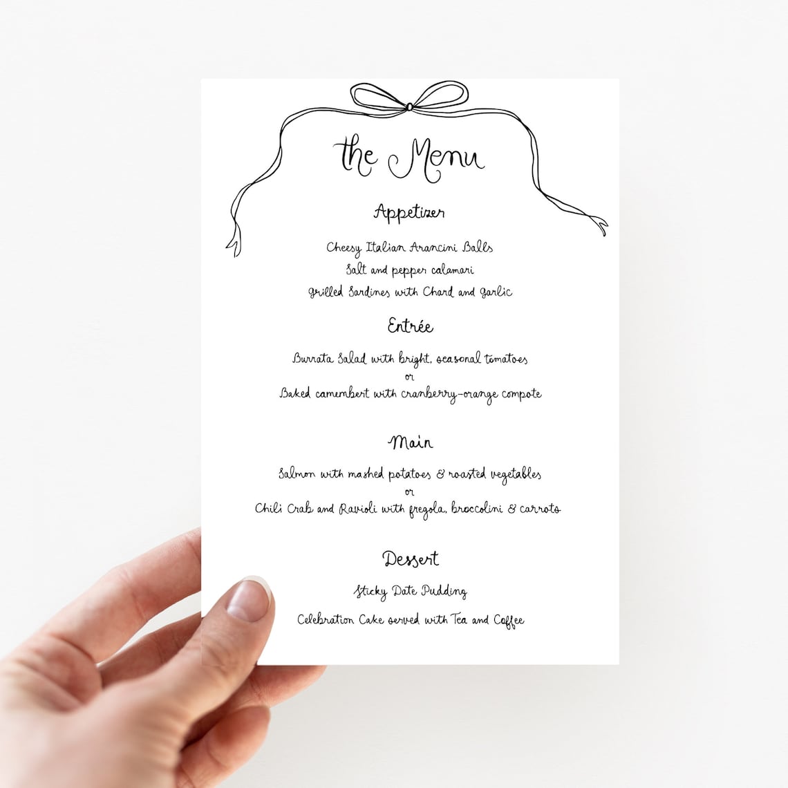 Whimsical Wedding Menu Template Printable Handwritten Wedding Party