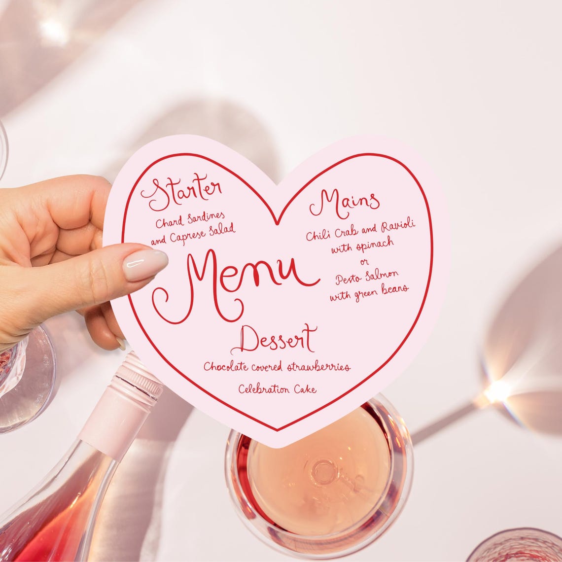 Pink Bridal Shower Menu Template Printable, Hand Drawn Line Art