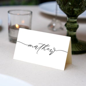MINIMAL Wedding Place Cards Template, Editable Place Card, Black and White Wedding Place Card, Editable Wedding Table Name Card
