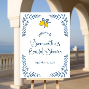 Lemon bridal shower sign, Amalfi coast bridal shower, Mediterranean bridal shower, lemon welcome sign bridal shower Hand drawn Positano sign